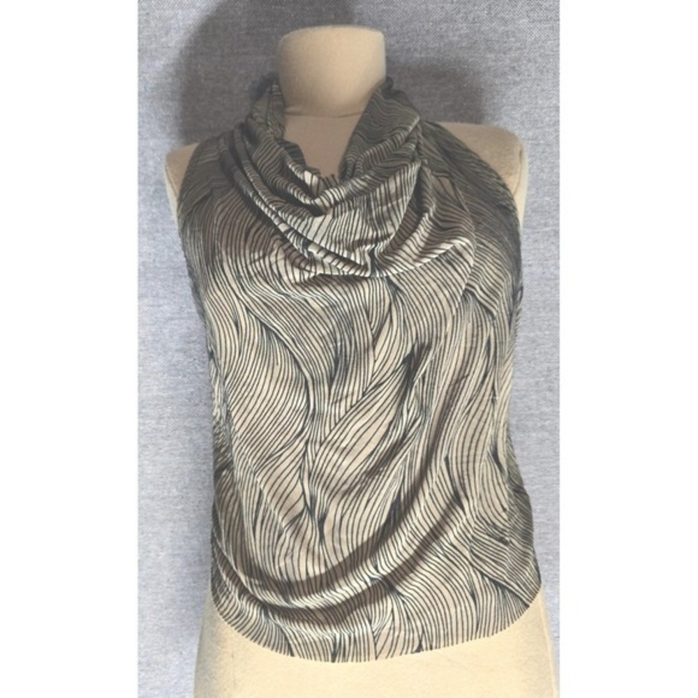 Misope Olive Green‎ Abstract Wave Cowl Neck Halter Top Y2K Fairy Grunge Small